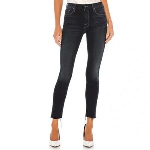 NEW mother blue jeans looker ankle fray coffee tea or me sz 24
